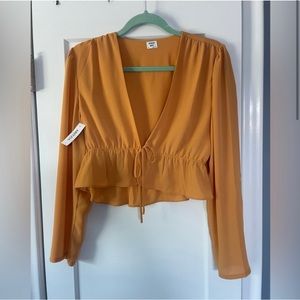 Aritzia Sunday Best cropped tie-front blouse